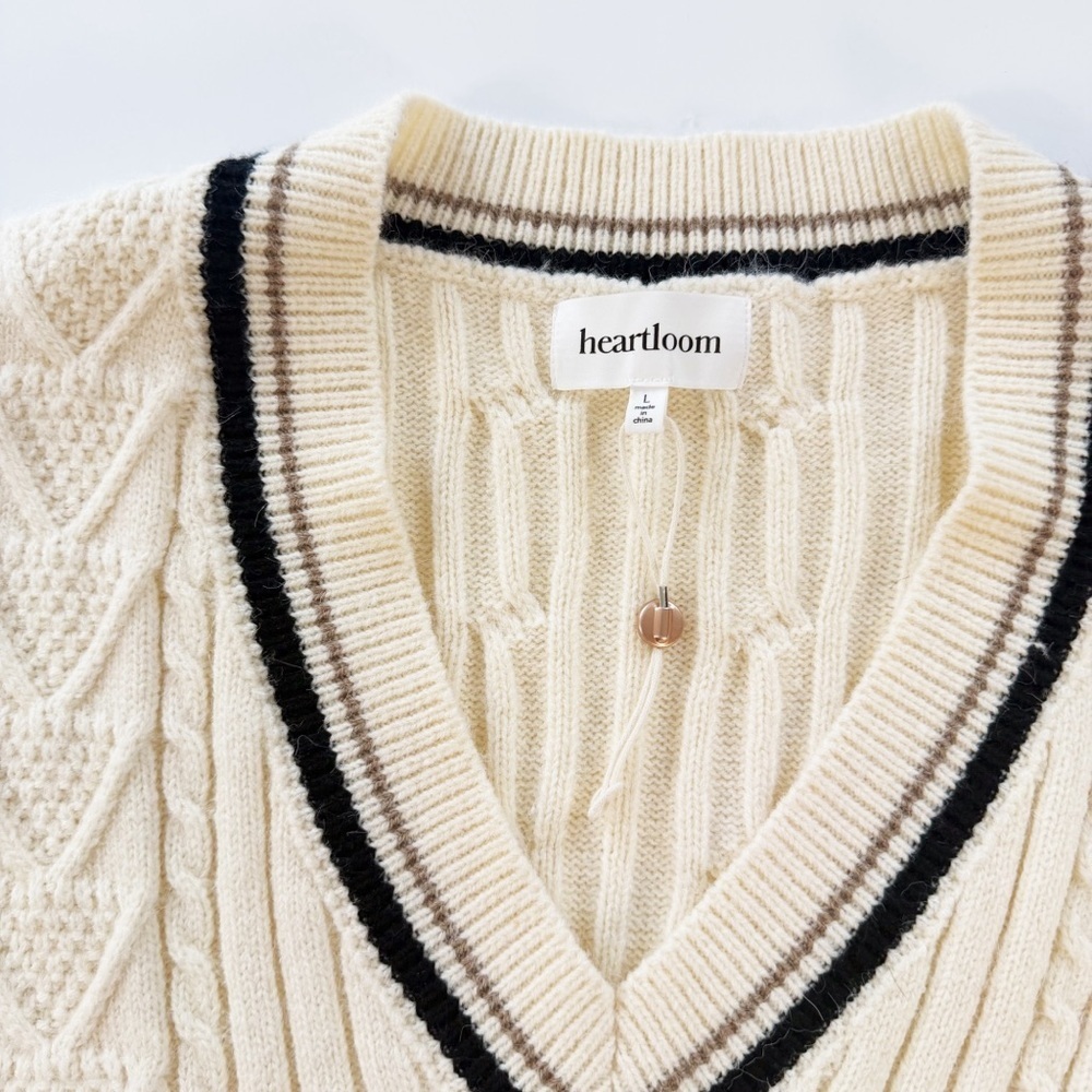 Heartloom Evereve Womens Large Odette Varsity Ivory Cableknit Sweater Dress - Picture 4 of 11